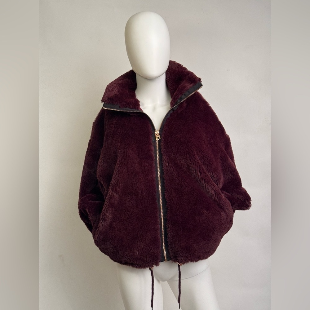 Lucky Brand Merlot Funnel Neck Faux Fur Jacket - Picture 8 of 8